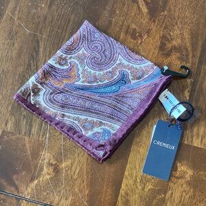 Daniel Cremieux Purple and Blue Paisley Wool Pocket Square